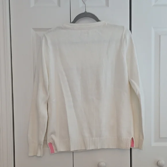 Women's White Sweater with American Flag Design - Picture 4 of 4